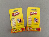 2 x Carmex Moisturising Lip Balm Tropical Scent 4.25g SPF30 BNIB FREEPOST