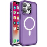 Coque magnétique avec MagSafe pour iPhone 15 Plus, trous pour lanière violets