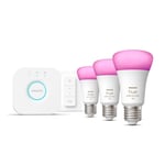 Philips Hue White and colour ambience Starter kit: 3 E27 smart bulbs (1100) +...