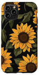 iPhone 11 Pro Sunflower, Yellow Sunflowers Pattern, Dark Sunflower Theme Case