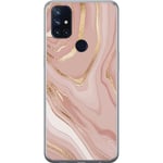 OnePlus Nord N10 5G Transparent Mobilskal Ljusrosa marmor