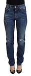 Jeans DOLCE & GABBANA À Carreaux Bleus Skinny Denim IT38/US4/XS RRP 1200USD