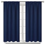 BGment Short Blackout Curtains for Bedroom - Room Darkening Curtain Rod Pocket 45 Inch Length Thermal Insulated Window Drapes for Rv Bathroom Cafe, 42 x 45 Inch, 2 Panels, Navy Blue