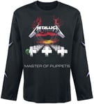 Metallica T Shirt Master of Puppets Band Logo Official Mens Long Sleeve S Black