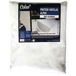 COLAS NORMAND - Protège Matelas imperméable Molleton Alpha 140x190 cm - Coton recyclé - Essential Antiacarien Anti-bactérien et Anti-Odeur - Souple et résistant - Bonnet 27cm 83131471 Blanc