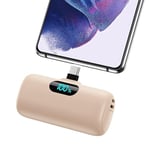 Feob Batterie Externe USB C 5000mAh,15W 3.0A Charge Rapide Chargeur Portable Mini Power Bank avec Écran LCD Compatible avec Samsung S23,S22/Note/Huawei/Moto/LG/Pixel/Nexus,USB C Phones-Orange Clair