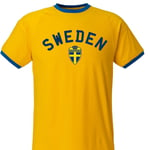 Sverige T-shirt med Sweden tryck med Sverige märke Ringer tröja Yellow L