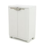 Armoire basse 2 portes intérieur-extérieur coloris beige - Longueur 70 x Profondeur 45 x Hauteur 100 cm