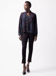 French Connection Cecily Estella Georgette Poet Blouse, Black/Multi