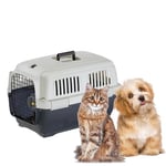 Ferplast Caisse de Transport Chat Clipper 2, IATA, Cage de Transport pour Petits Chiens et Chats Max 8 Kg, Boite Transport, Voyage Animaux Voiture Avion Train, 57 x 37 x h 36 cm, Porte en Acier