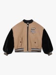 BOSS Kids' Logo Iconic Stripe Bomber Jacket, Beige/Multi