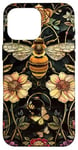 Coque pour iPhone 16 Pro Max Beau motif abeilles et fleurs noires