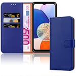 iCatchy for Samsung Galaxy A24 4G Case, Leather Folio Wallet Book [RFID Blocking] Magnetic Closure [Kickstand With 3 Card Slots] Full Protection Cover (Blue)