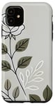 Coque pour iPhone 11 Rose florale botanique, style minimaliste, roses d'amour