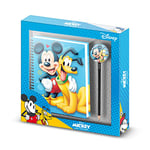 Mickey Mouse Pluto-Coffret Cadeau avec Carnet et Crayon Fashion, Bleu