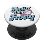 Festive Holiday Feelin' a Little Frosty Bonhomme de neige PopSockets PopGrip Adhésif