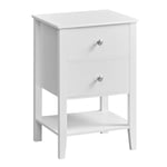 VASAGLE Table de Chevet en Bambou, Table de Nuit avec Tiroirs de Rangement et Étagère Ouverte, Table d’Appoint pour Salon, Style Minimaliste, pour Chambre, Canapé, Blanc Nuage LET622W01