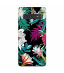 Coque Galaxy S10 PLUS tropical Noir Fleur violet rose