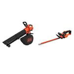 BLACK+DECKER Aspirateur-Souffleur-Broyeur sans Fil 36V - Livré avec Sac - Orange/Noir‎- BCBLV36B-XJ & Taille-Haies sans Fil 36V, Orange/Noir, Taille-Haies Electrique 55 cm avec Lame Asymétrique