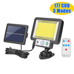 (117COB 3mode Remote)LED Solar Split Seinälamppu 3 Mode Waterproof Motion Sensor lamps Garden Street Lighting aurinkolamppu puutarhan turvaseinävalaistukseen