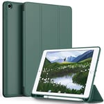 EasyAcc Coque Compatible avec iPad 6ème Génération 2018/ iPad 5ème Génération 2017 9,7 Pouces avec Porte-Stylo, Mise en Veille/Réveil Automatique et Coque Arrière en TPU Souple - Vert Nuit