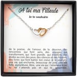 TILOVE - Collier Personnalisé pour Femme avec Pendentif en Forme de Coeurs Entrelacés Contenant un Message pour Votre Filleule | Livré dans sa Boite à Bijoux | Idée Cadeau Anniversaire, Noël, Mariage