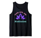 Peace Love and Mediation Retro Groovy New Age Yoga and Yogi Tank Top