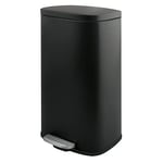 Spirella SP2712 50 Litre Kitchen Rubbish Bin Soft Close Plastic Interior with Pedal Black