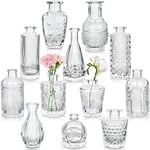 Artcome Lot de 12 Petits vases en Verre pour décoration de Table de Mariage, Vintage, pour événements, Bureau, Jardin