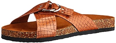 ONLY Men's ONLMAXI-2 PU Croc Crossover Sandal, Brown Stone, 3.5 UK