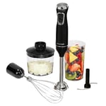 Daewoo SDA1622GE 600W Black and Silver Hand Blender Set with Whisk Chopper & Jug Accessories and 2 Touch Speed Switch, Blend Whip Chop, Easy Clean Stainless Steel Shaft & Blade
