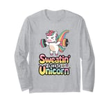 Sweatin' Like a Unicorn Kawaii Gym Design for Men and Women Long Sleeve T-Shirt