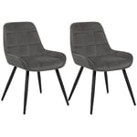 WOLTU Lot de 2 Chaises de Salle à Manger, Relaxantes en Velours, Scandinaves Ergonomiques avec Dossier pour Salon, Salle de séjour, Cuisine, Chambre à Coucher,Gris foncé, BH331dgr-2