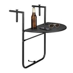 Relaxdays Table de balcon pliante pliable appoint table suspendue rabattable BASTIAN rotin hauteur réglable 63x60x84 cm, noir