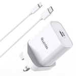 Quntis 30W iPhone iPad Fast Charger USB C Charger With 2m C to Lightning Cable MFi Certified QC&PD 3.0 Charger for iPhone 13/ SE 2020/12/12 mini/12 pro/11/11 Pro/XR/XS/X, iPad Pro Air/Home Pad Mini