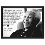 Artery8 Nelson Mandela Quote I Learned That Courage Typography A4 Artwork Framed Wall Art Print