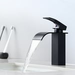 Auralum Mitigeur Robinet de Lavabo Cascade Noir Moderne Mitigeur Robinet Salle Bain pour Vasque à Poser Robinetterie Convient pour un Lavabo Encastré.