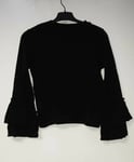 River Island Black High Neck Pleated Sleeve Knitted Top UK 6 EU 32 LN002 BB 02