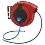 Retractable Air Hose Reel HD Mechanism 10m Ø10mm ID PU Hose - Sealey SA895 New