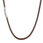 U7 Chaîne Cordon Marron 3mm/45cm Collier Corde Ras du Cou Femme avec Fermoir Acier Inoxydable