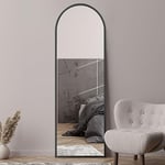 MirrorOutlet The Arcus - Black Framed Modern Full Length Arched Leaner/Wall Mirror 71" X 24" (180CM X 60CM) Silver Mirror Glass with Black All weather Backing