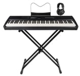 Digital Stage Piano Set 88 Touches Marteu Mécanique Pédale Support Casque Midi