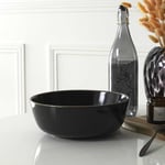 HOME DECO FACTORY, KA0137, Saladier Élégant Noir avec Liseré Doré, Idéal pour Salades, Fruits et Plats Chauds, Pratique et Durable, Diamètre 25 cm, Couleur Noir et Or