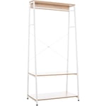 Meuble de rangement entrée porte-vêtements étagère penderie en bois et métal blanc