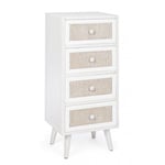 Commode de chambre blanche à quatre tiroirs 38x30,5x h91 cm