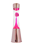 fisura. - Lampe à lave rose. Base chrome rose, liquide transparent et lave rose. Lampe d'ambiance originale. Avec ampoule de rechange. 11 cm x 11cm x 39,5 cm.