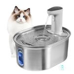 Fontaine a Eau Chat sans Fil en Acier Inoxydable 3L Fontaine à Eau pour Chat Fontaine Eau Chat Detecteur de Mouvement 5000mAh Rechargeable Batterie Silencieux Distributeur Eau Chat Automatique