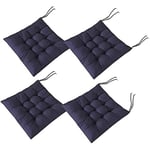 4 st mjuka stolsdynor, stolsdynor med band, stolsdynor matsal för trädgård uteplats kök matsal (40x40cm)C navy blue