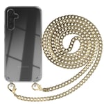 For Samsung Galaxy A34 Phone Case with Lanyard Chain Case Gold