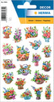 HERMA 3584 Stickers "Panier de fleurs" en papier, autocollants vintage pour décoration d'agenda, calendrier, scrapbooking et enfants, 57 petits stickers fleurs